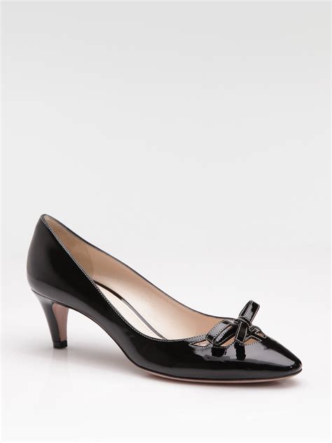 prada patent bow pumps